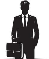 Smart man silhouette isolated on white background. vector