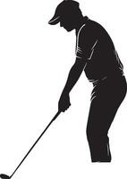 Golf player silhouette on white background. vector