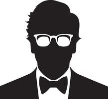 Smart man silhouette isolated on white background. vector