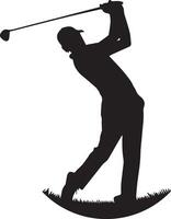 Golf player silhouette on white background. vector