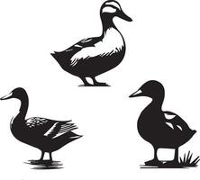 Duck silhouette on white background. duck flying illustration vector