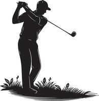 Golf player silhouette on white background. vector