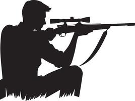 Hunting man silhouette set. Hunting man with gun vector