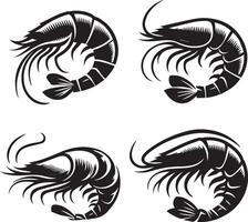 Shrimp silhouette on white background. shrimp logo vector