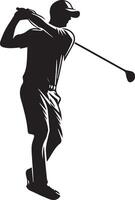 Golf player silhouette on white background. vector