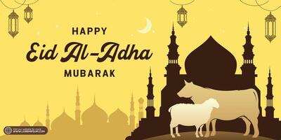 EID AL ADHA Islamic Banner Background. Graphic design for the decoration of gift certificates, banners and flyer. vector