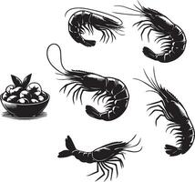 Shrimp silhouette on white background. shrimp logo vector