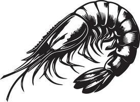 Shrimp silhouette on white background. shrimp logo vector