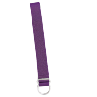 Yoga Strap long purple woven strap with a silver D ring buckle folded in half png