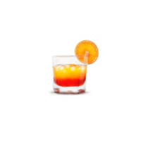 Tequila sunrise with grenadine syrup and orange slice suspended in layers Food and culinary concept png