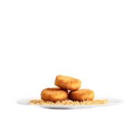 Chicken nuggets with crispy golden breading levitating and steaming Food and culinary concept png