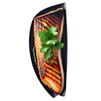 A delectable wild-caught Alaskan black cod fillet, baked with a miso glaze, , png