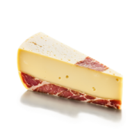 Charolais cheese firm pale yellow wedge paired with sliced cured meats and whole grain mustard png