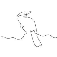 plumado pájaro uno continuo línea dibujo, , aislado en blanco antecedentes. vector