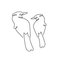 One line design of feathered birds. Illustration vector