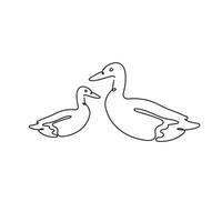 Ducks continuous one line drawing. illustration vector