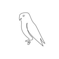 Perched Parakeet Bird Continuous Line . Black Line Isolated on White Background. illustration vector