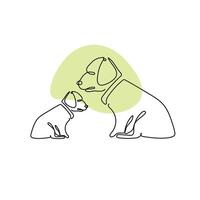 One line drawing dog, Hand drawn minimalist illustration. vector