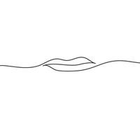 one line lips drawing isolated on white background illustration. vector