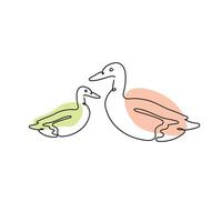 Ducks - Continuous one line drawing vector