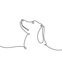 Dog continuous one line drawing. vector