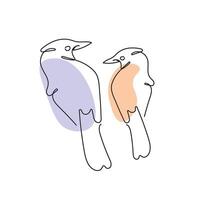 plumado aves continuo línea dibujo elemento aislado en blanco antecedentes para decorativo elemento. ilustración de animal formar en de moda contorno estilo. vector