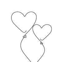 Love balloon valentine line drawing minimalism design illustration. Continuous single line art simplicity style. vector