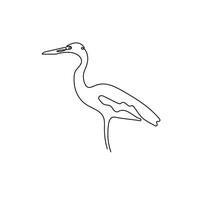 Heron bird continuous line drawing element isolated on white background for decorative element. illustration of animal form in trendy outline style. vector