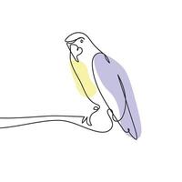 Continuous line Parrot one line drawing. illustration vector