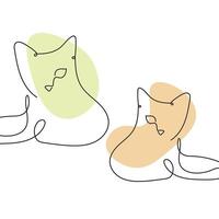 Cat single continuous line drawing. illustration. Isolated on white background vector