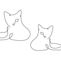 cat drawing , continuous single one line art style isolated on white background. Minimalism hand drawn style. vector