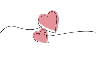 Heart continuous line drawing element isolated on white background for decorative valentines. illustration vector