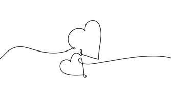 Continuous line heart shape isolated on white background for valentines. vector