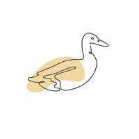 Duck continuous one line drawing. illustration vector