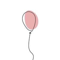 Balloon continuous line one line drawing isolated illustration vector