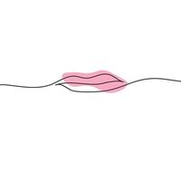 Lips in continuous line art drawing style. Lips minimalist black linear sketch isolated on white background. illustration vector