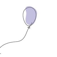 Balloon single continuous line art decoration concept design one sketch outline drawing illustration vector