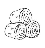 Baled hay bales outline symbol. illustration vector