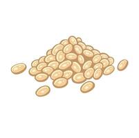 Handful of soybean seeds on white background from agriculture cartoon collection. vector
