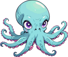 pulpo tentáculo dibujos animados plano estilo png