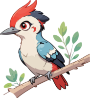 Pivert oiseau dessin animé style png