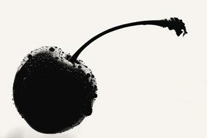 High contrast silhouette of a cherry, black and white minimalist art photo