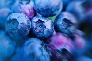 Blueberries in motion, a blurred effect creating an abstract impression, vibrant blue hues photo