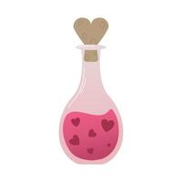 Love potion in a glass vessel, flat icon isolated on white background. Valentines day concept. illustration in flat style for web design, banner, flyer, invitation, card. vector