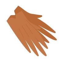 Part of basic wardrobe. Brown leather classic gloves. Clothing store, fashion. Flat style design, isolated . Fall print element, seasonal warm, cozy clothes. vector