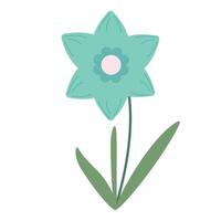 Beautiful light blue flower isolated on white background. graphics. Artwork design element. Cartoon design for poster, icon, card, logo, label. vector