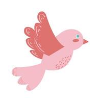 Illustration of little pink bird. Flying bird in flat style. illustration isolated on white background for web design, banner, flyer, invitation, card. vector