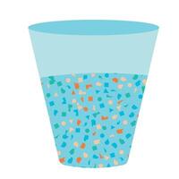 micro el plastico contaminación concepto. microplástico en agua. ambiental contaminación por tóxico desperdiciar. tóxico piezas en vaso de agua. ilustración aislado en blanco antecedentes. vector