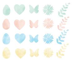 Beautiful watercolor spring silhouettes collection. illustration isolated on white background, template for poster, icon, card, logo, label. vector