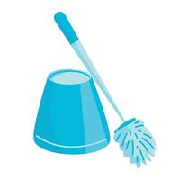 Toilet brush clipart cartoon. Simple plastic toilet brush and brush stand for washing the toilet and toilet bowl in flat style illustration. Cute illustration vector